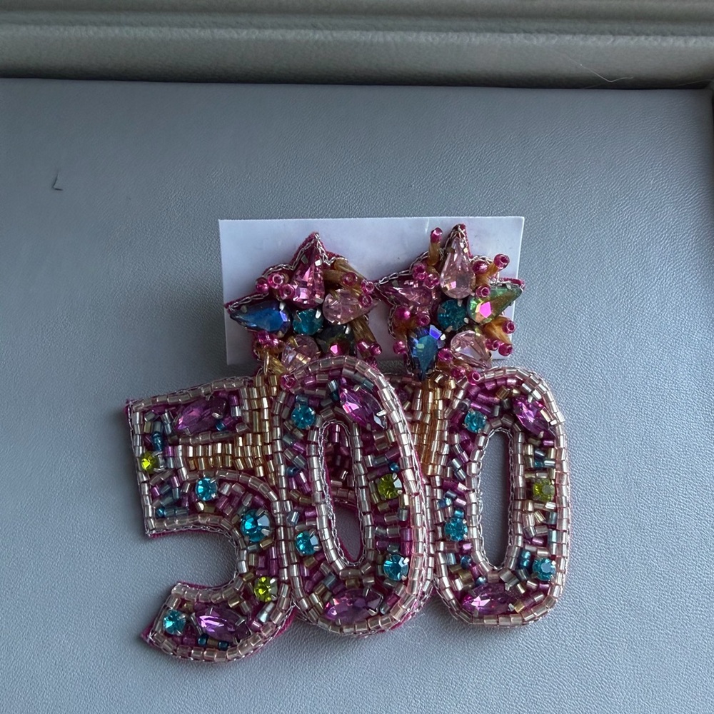 50 Pink and Gold Beaded Statement Earrings